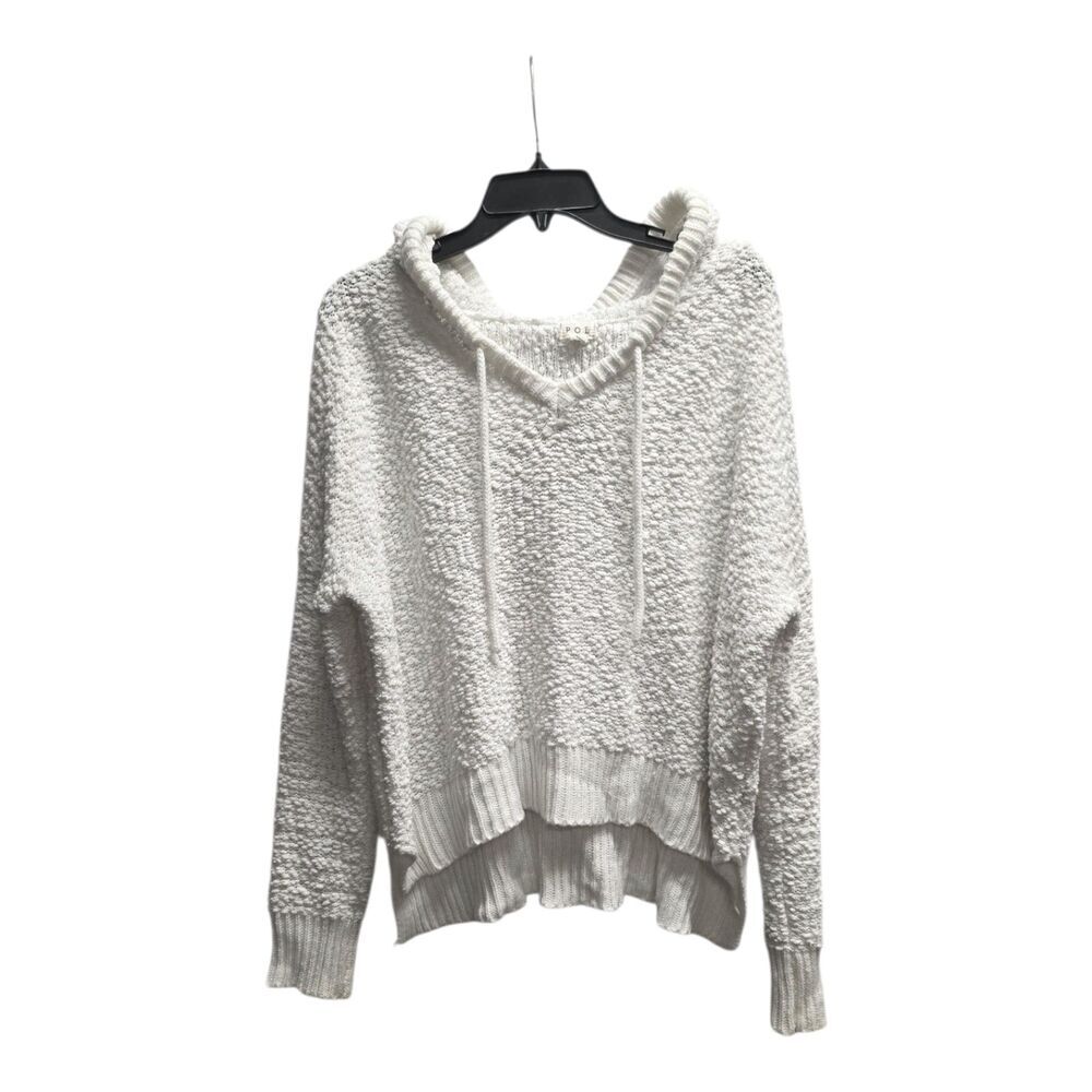 POL White Popcorn Knit Chenile Boucle Hoodie L